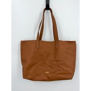 City Boots Leather Tote Bag Women OS Cognac Brown Whipstitch Magnetic Closure